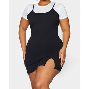 🎀NWT🎀 PrettyLittleThing 2 In 1 Strappy Split Front Shift Dress.